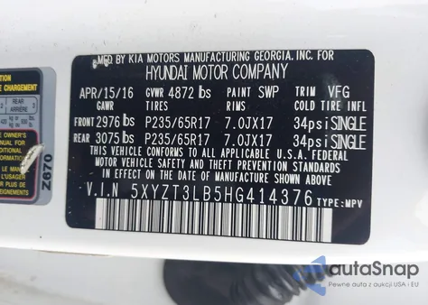 2017 Hyundai Santa Fe Sport 2.4L из США, поврежденный, VIN 5XYZT3LB5HG414376